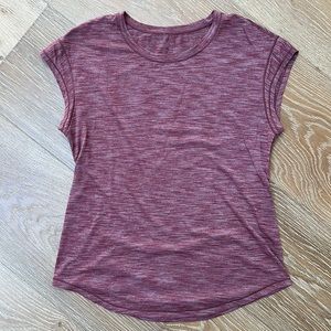 Lululemon athletica size 8 cap sleeve relaxed t-shirt in heathered burgundy